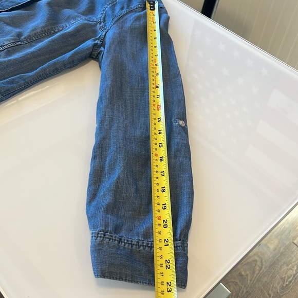 Chicos jacket coat zip-up blue jean size one embroidered birds - Picture 12 of 12